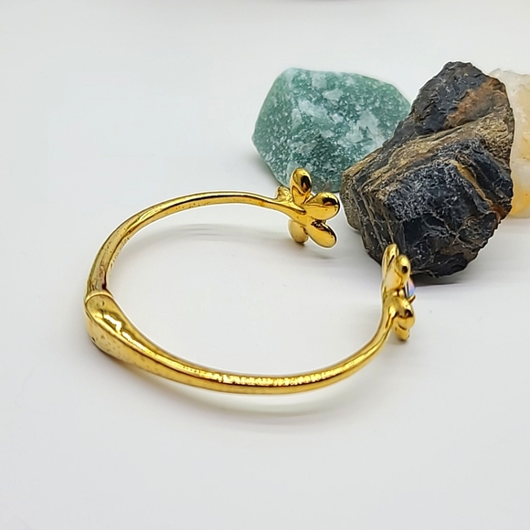 Rare! Kate Spade "SUNSET BLOOMS" Open Hinged Bangle w Aurora Borealis Blooms! π - Picture 11 of 13